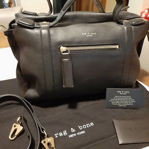 Rag and Bone Black Leather Aston Satchel